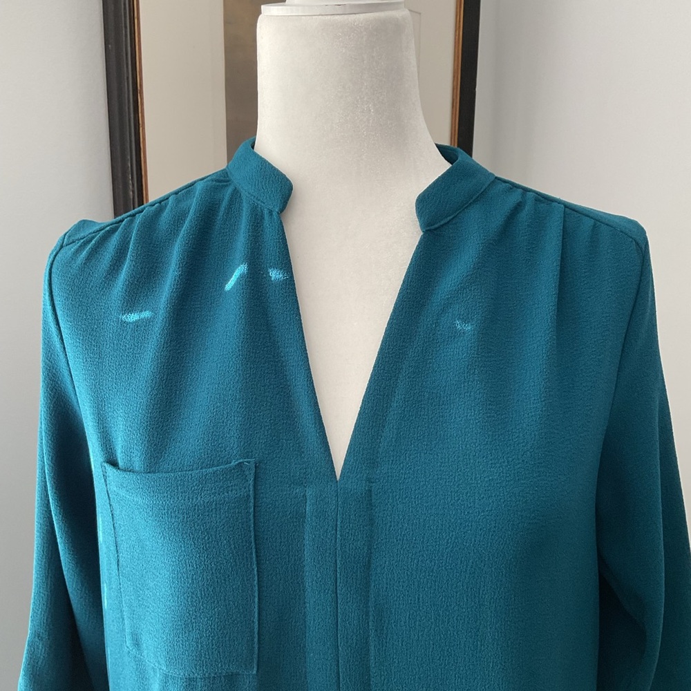 Lush teal blue SZ S shift dress. Side pockets legion knee length - Picture 2 of 5